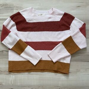 Striped Crewneck Sweater in Pink, Rust & Mustard